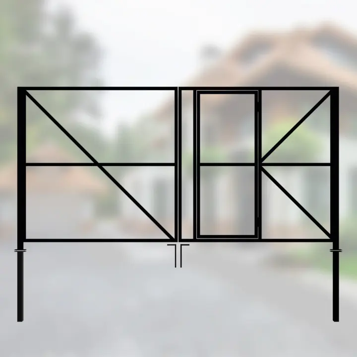 Ворота металлические распашные 4 м с калиткой